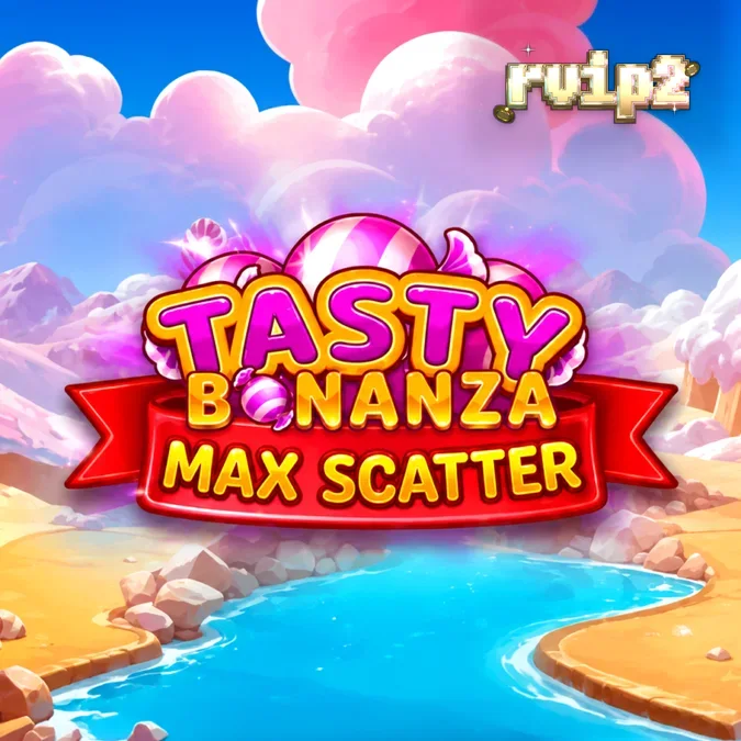 Tampilan visual cerah dan penuh warna dari slot Tasty Bonanza Max Scatter